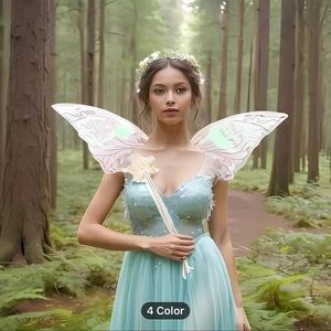 Fairy cosplay/halloween costume 5 piece set. Wings,ears,wand,hair tinsel,garland